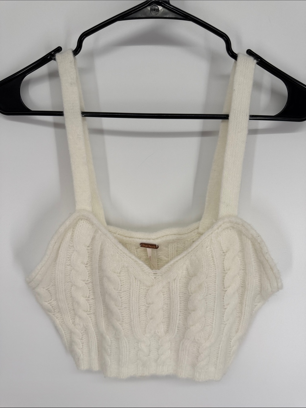 Free People White Cable Sweater Crop Top Size Small